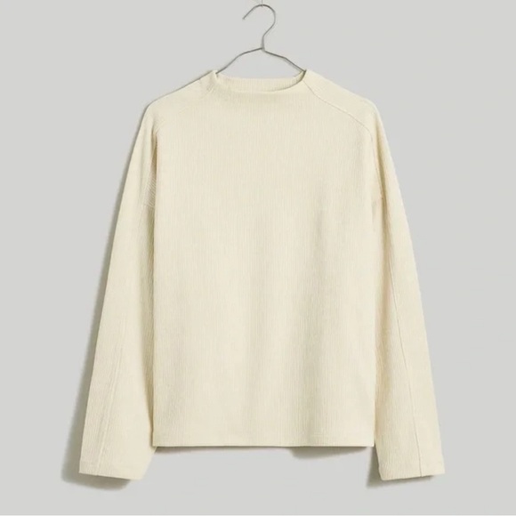 Madewell Striped Jacquard Funnelneck Top Antique Cream Size XL - Picture 4 of 4